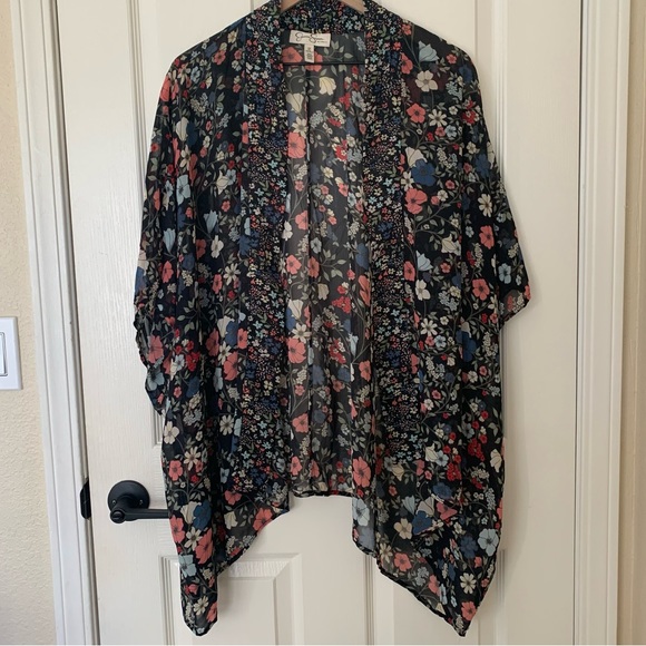 Jessica Simpson Maternity Floral Kimono Flowy Cover Up Short Sleeved O/S - Picture 2 of 5